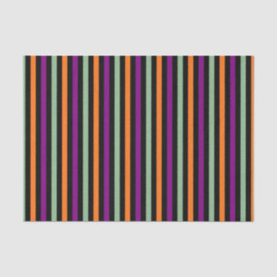 Pumpkin, Purple, Green and Black Vertical Stripes Tissue Paper