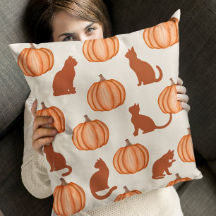Pumpkin Purrs Throw Pillow