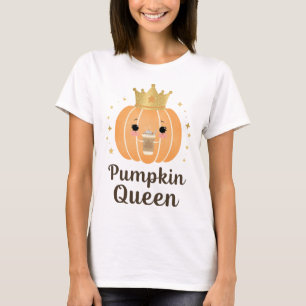 Pumpkin Queen Cute Autumn Crown Graphic Design T-Shirt