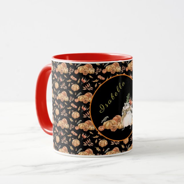 Pumpkin Raccoon Customize Text and Colour Mug (Front Left)