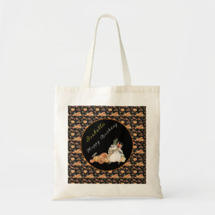 Pumpkin Raccoon Customize Text and Colour Tote Bag