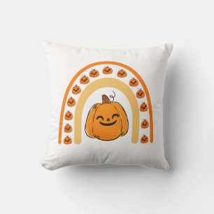 Pumpkin Rainbow Halloween autumn season Throw Pillow