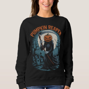 Pumpkin Reaper Gothic Halloween Death Scythe Sweatshirt