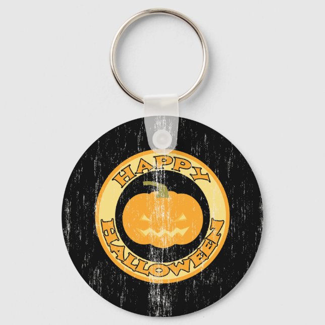 Pumpkin Retro Halloween Keychain (Front)