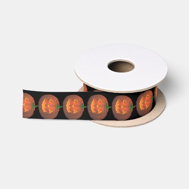 Pumpkin Ribbon Jack-O-Lantern Halloween Ribbon Satin Ribbon (Spool)
