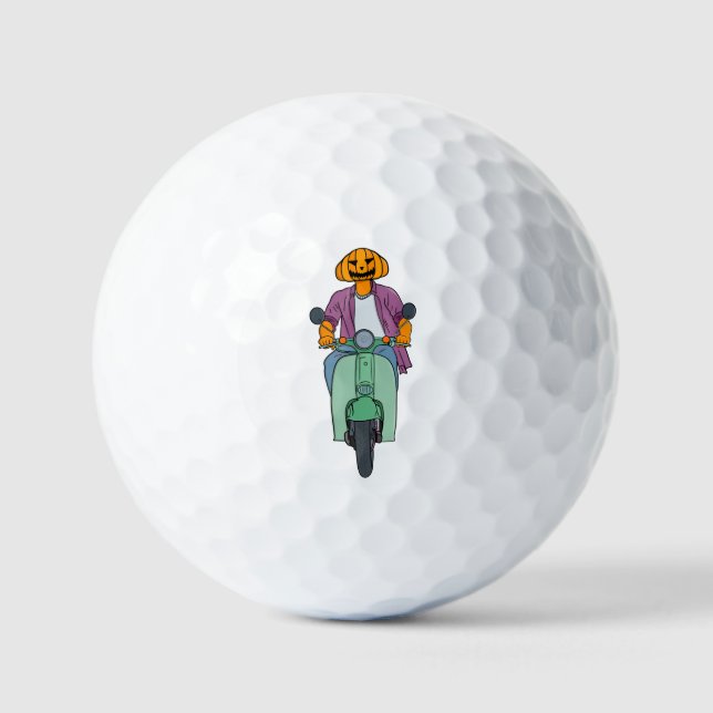 Pumpkin Rider on Mint Scooter Golf Balls (Front)