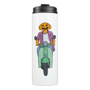 Pumpkin Rider on Mint Scooter Thermal Tumbler