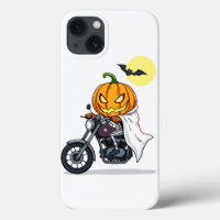 Pumpkin rides motorcycle
