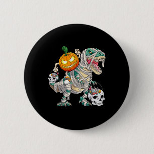 Pumpkin Riding Mummy Dinosaur T rex Halloween Funn 2 Inch Round Button