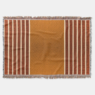 Pumpkin & Rust Exotic Faux Snake Leather Line Art Throw Blanket