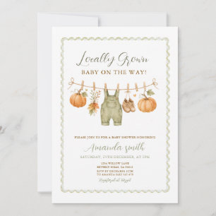 Pumpkin Rustic Autumn Locally Grown Baby Shower Invitation