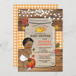Pumpkin rustic baby shower invitation vintage