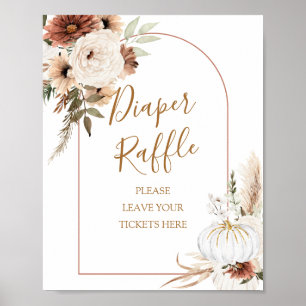 Pumpkin Rustic Boho Fall In love Diaper Raffle Poster
