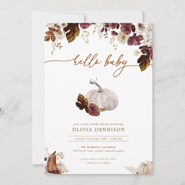 Pumpkin Rustic Fall Baby Shower Invitation (Front)
