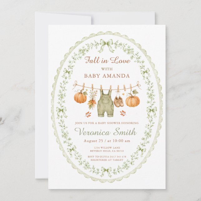 Pumpkin Rustic Fall in Love Baby Shower Invitation (Front)