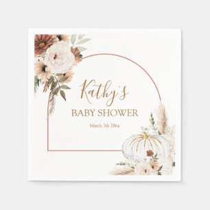 Pumpkin Rustic Floral Boho Arch Fall In love Paper Napkin