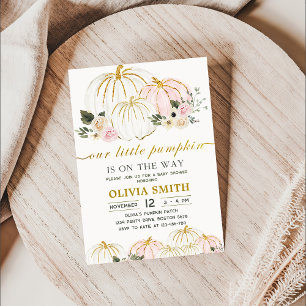 Pumpkin Rustic Floral Fall Baby Shower  Invitation
