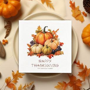Pumpkin Rustic Thanksgiving Dinner Friendsgiving Napkin