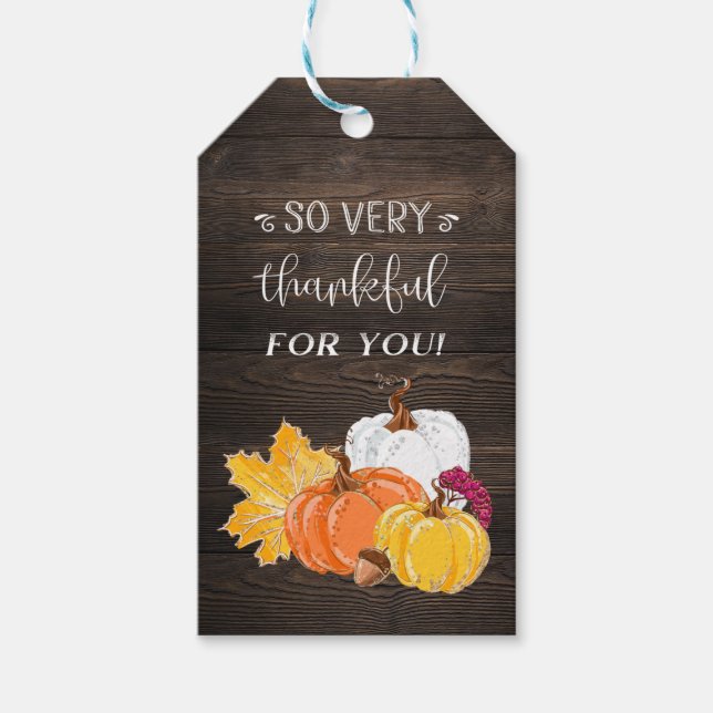 Pumpkin Rustic Thanksgiving Favour Tags (Front)