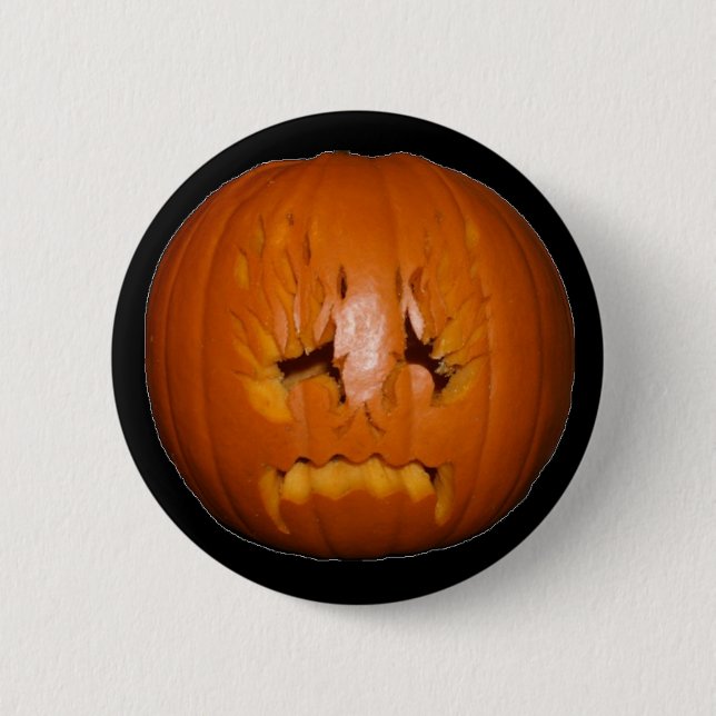 Pumpkin, Sad Flames 2 Inch Round Button (Front)
