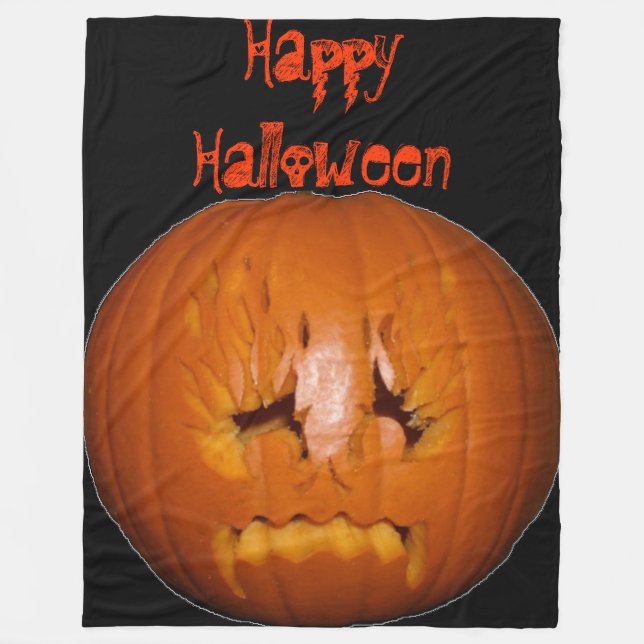 Pumpkin, Sad Flames Fleece Blanket (Front)