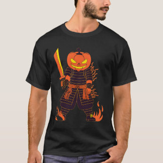 🔥 Pumpkin Samurai – Fiery Halloween Warrior Tee