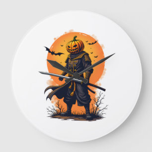 Pumpkin Samurai � Halloween Warrior T-Shirt Large Clock