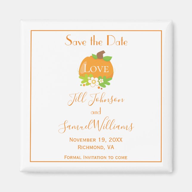 Pumpkin Save the Date Magnet (Front)
