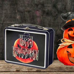 Pumpkin Scare-Wht Metal Lunch Box