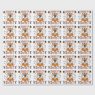Pumpkin scarecrow kawaii halloween autumn art wrapping paper