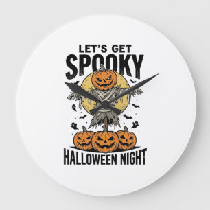 Pumpkin Scarecrow Shirt Vintage Halloween Graphic_ Large Clock