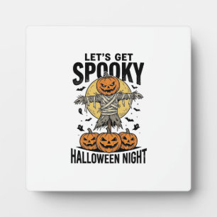 Pumpkin Scarecrow Shirt Vintage Halloween Graphic_ Plaque