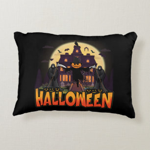 Pumpkin Scary House, Halloween Accent Pillow