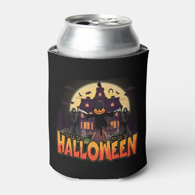 Pumpkin Scary House, Halloween Can Cooler (Can Front)