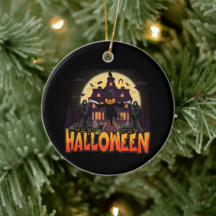 Pumpkin Scary House, Halloween Ceramic Ornament