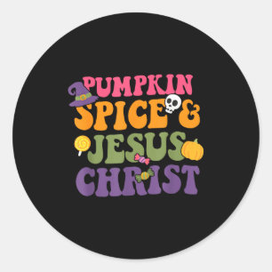 Pumpkin Sce & Je-sus Christ Funny Christian Ha Classic Round Sticker