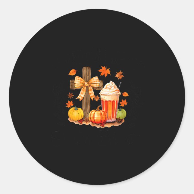 Pumpkin Sce And Jesus Christ Cross Pumpkin Christi Classic Round Sticker (Front)