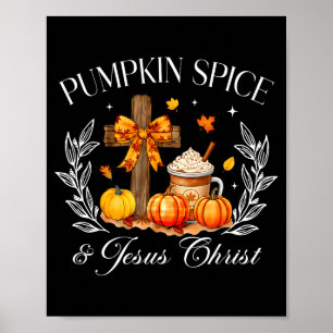 Pumpkin Sce And Jesus Christ Cross Pumpkin Christi Poster