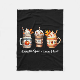 Pumpkin Sce And Jesus Christ Women Christan Fall C Fleece Blanket