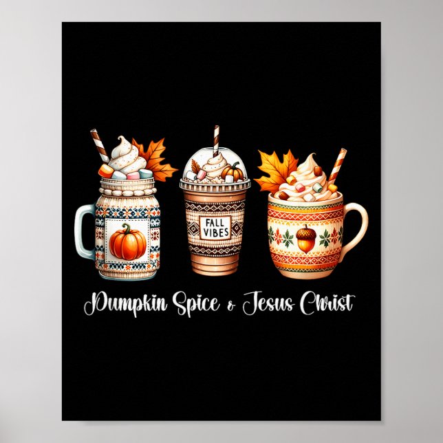 Pumpkin Sce And Jesus Christ Women Christan Fall C Poster (Front)
