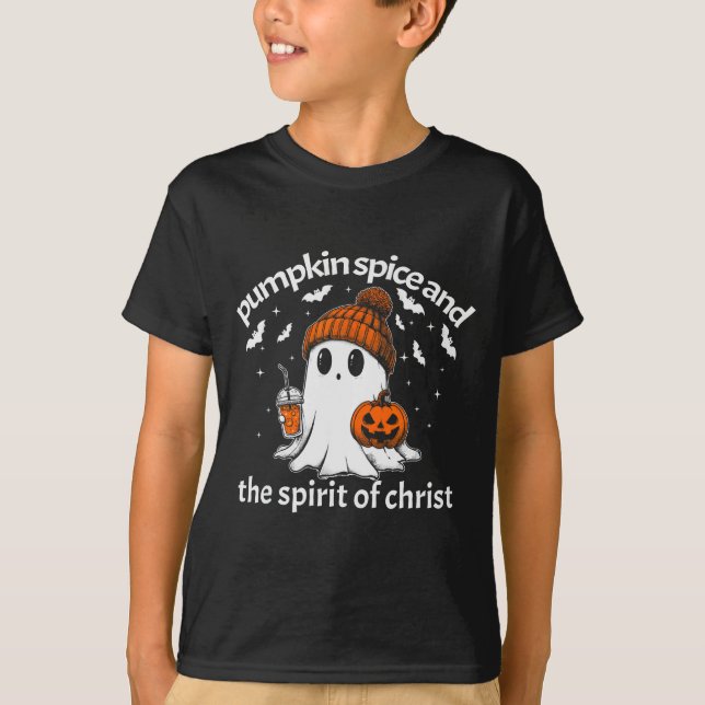Pumpkin Sce And The Srit Of Christ Funny Ghost Hal T-Shirt (Front)