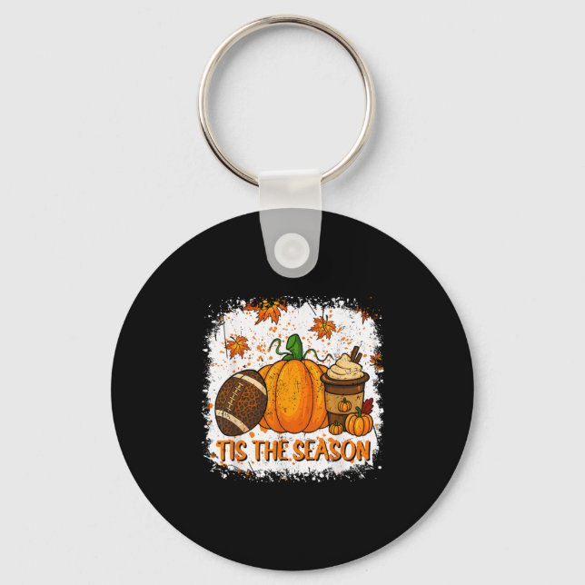 Pumpkin Sce Football Tis The Season Fall Thanksgiv Keychain (Front)