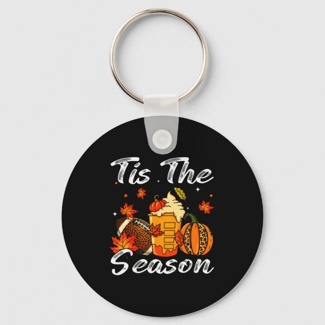 Pumpkin Sce Football Tis The Season Fall Thanksgiv Keychain (Front)