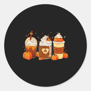 Pumpkin Sce Latte Fall Coffee Thanksgiving Shirt F Classic Round Sticker