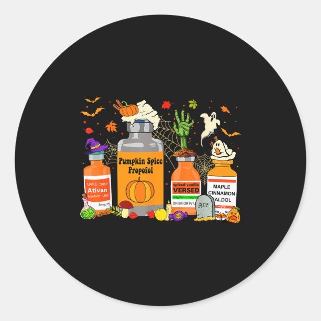 Pumpkin Sce Profol Ativan Versed Haldol Halloween  Classic Round Sticker (Front)