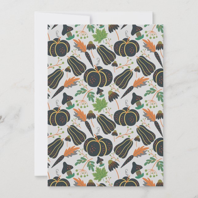 Pumpkin seamless pattern carrot black and white card (Front)