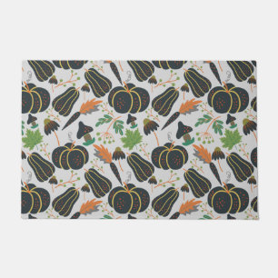 Pumpkin seamless pattern carrot black and white doormat