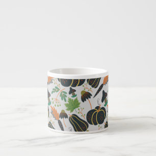 Pumpkin seamless pattern carrot black and white espresso cup