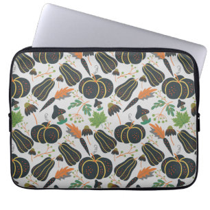 Pumpkin seamless pattern carrot black and white laptop sleeve