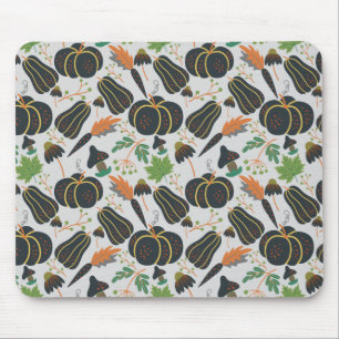 Pumpkin seamless pattern carrot black and white mouse pad